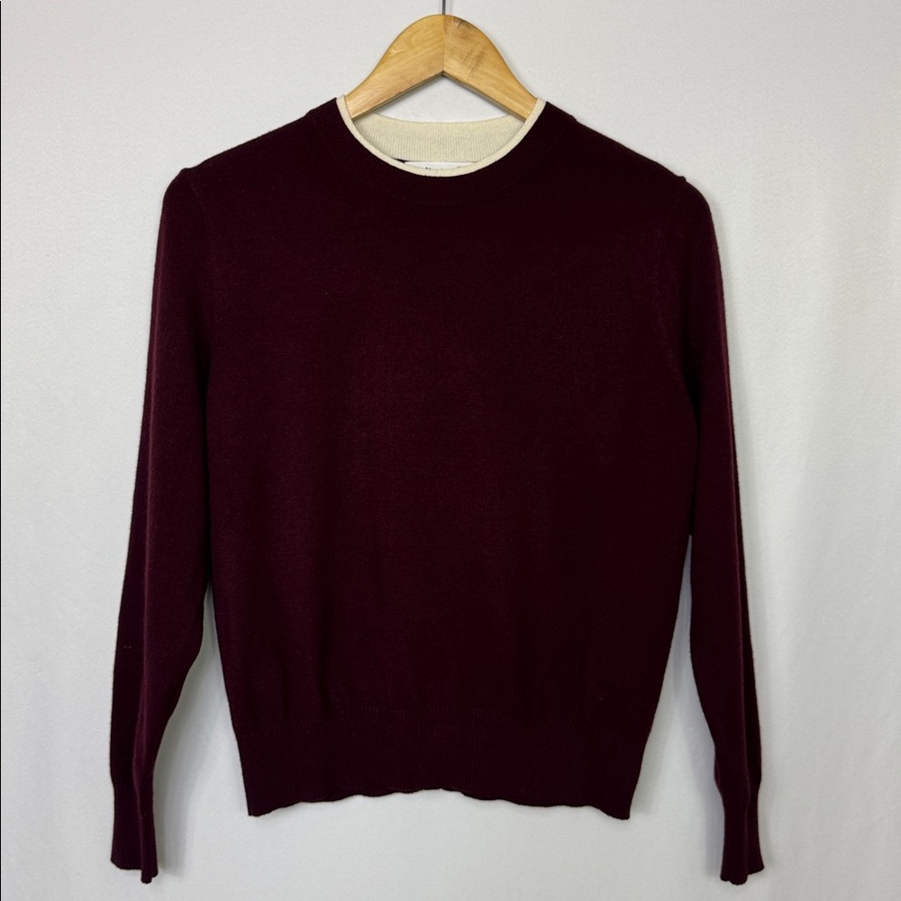 Elodie Crew Neck Sweater Burgundy Size Small Long Sleeve Knit Top
